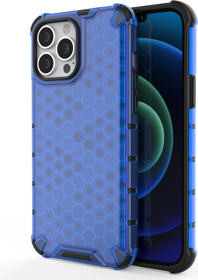 Mbështjellës Hurtel Honeycomb për iPhone 13 Pro Max, TPU/PC, kaltër