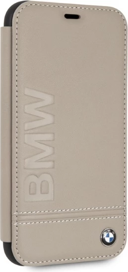 Mbështjellës BMW Logo Imprint për iPhone XR, lëkurë natyrale, Bezhë