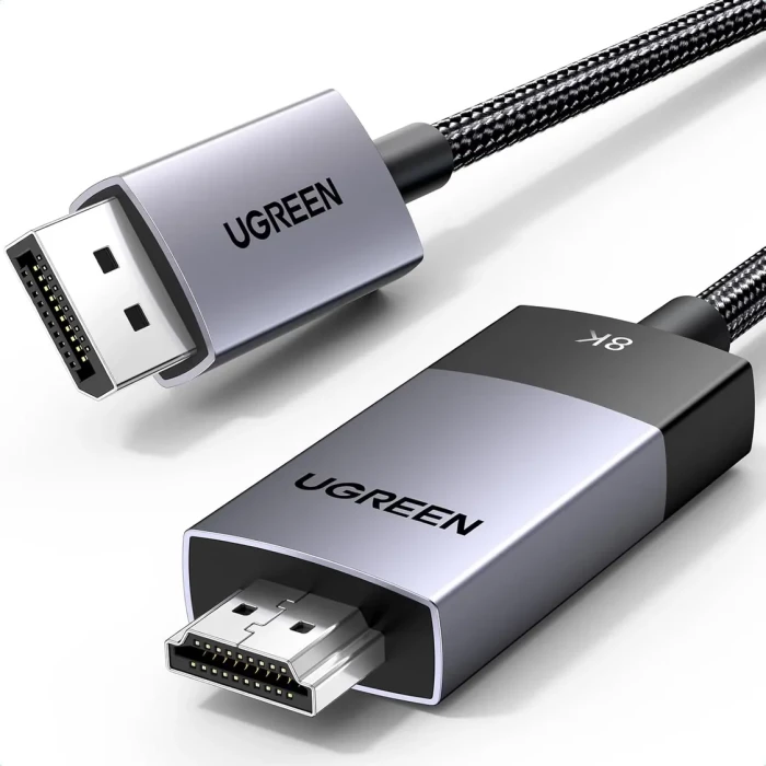 Kabllo DisplayPort në HDMI UGREEN 80395, 8K@60Hz, 1m, e zezë/gri