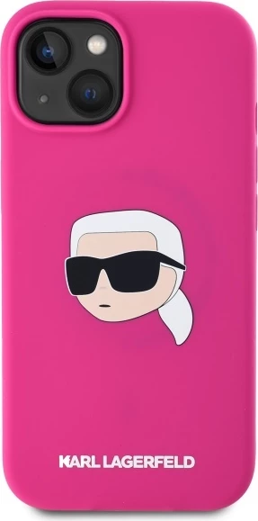 Mbështjellës Karl Lagerfeld KLHMP15SSKHPPLF për iPhone 15 6.1", silikon, MagSafe, fuchsia
