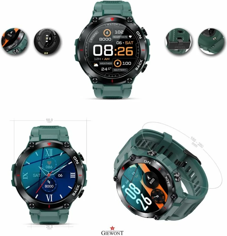 Smartwatch sportiv Giewont, jeshil