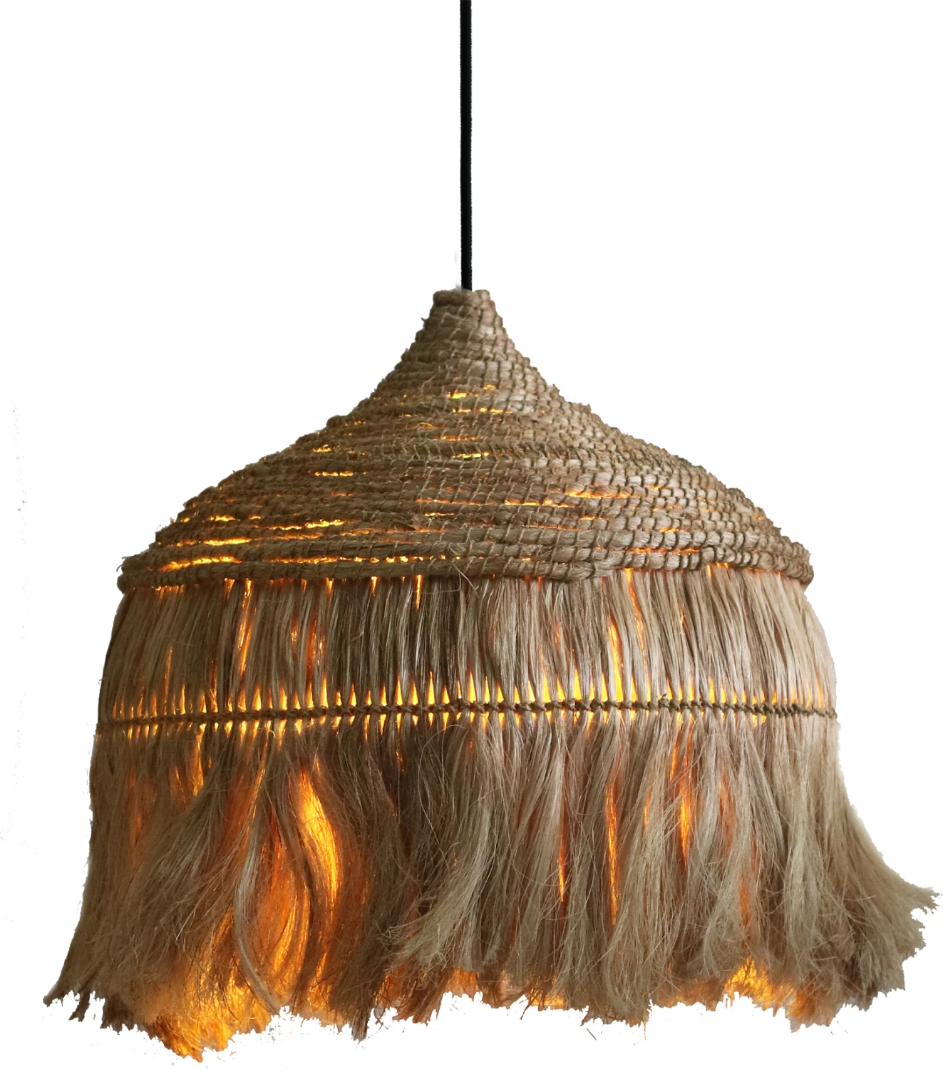 Llambë varëse tavani me kapak prej fibrash abaka, ngjyrë natyrale, Φ52x32-120Hcm, FH7777