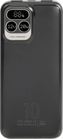 Powerbank RIVACASE VA2511 10000mAh 20W QC 3.0 me ekran LCD, e zezë