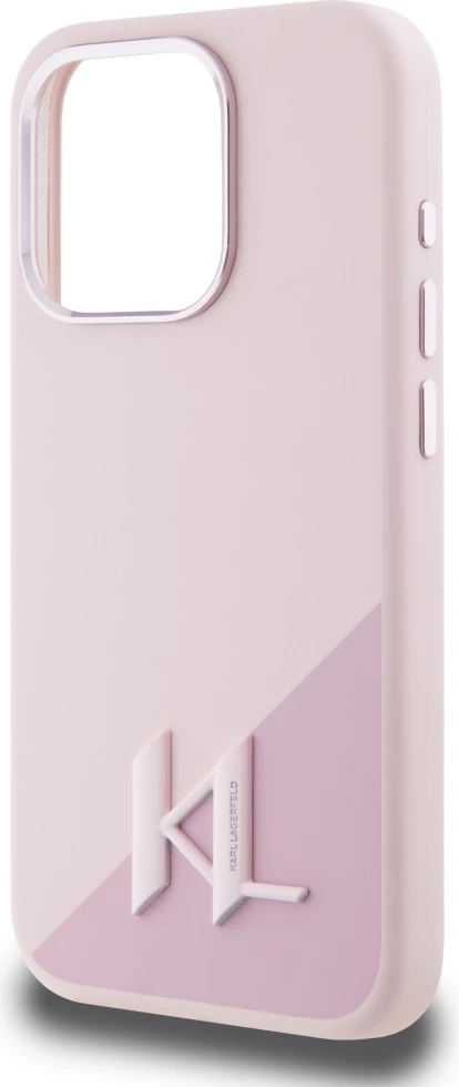 Mbështjellës Karl Lagerfeld Silicone Shadow Metal Initial MagSafe për iPhone 15 Pro, Rozë