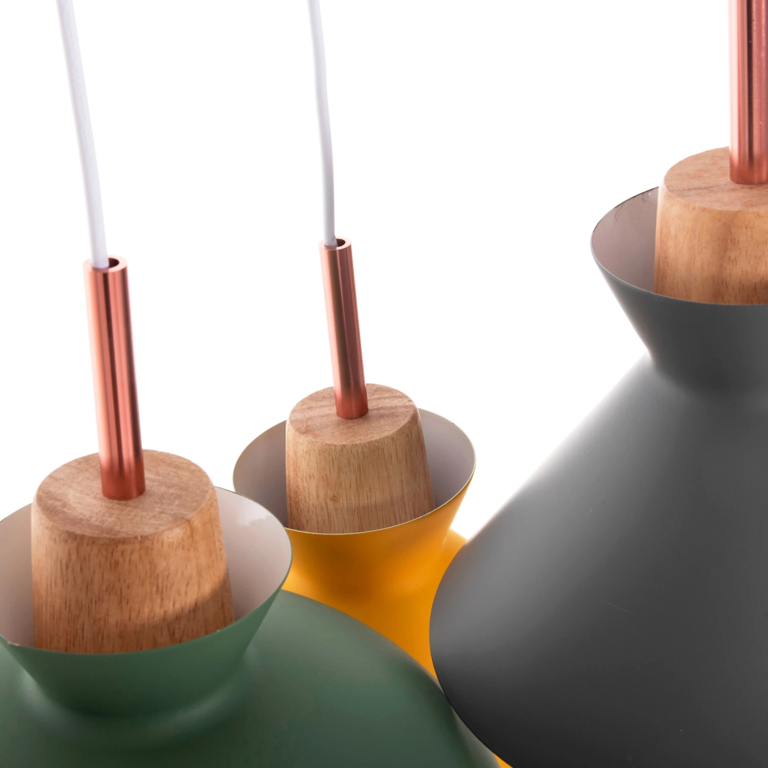 Llambë tavanore varëse FH4141, 3 drita, metal-dru, 3 ngjyra, 105H cm