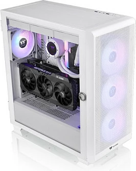 Kasë Thermaltake S250 TG ARGB Snow White, Midi Tower, xham i temperuar, ARGB, e bardhë