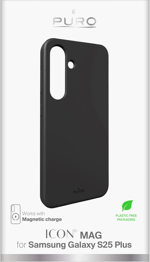 Mbështjellës Puro Icon Mag për Samsung Galaxy S25+, MagSafe, Silikon, Zi