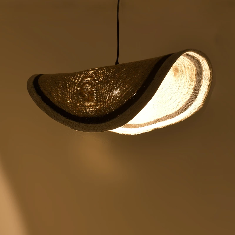 Dritë tavani Hatchie Inart natyrale-e zezë-e bardhë, bar deti-hekur, D100x133cm