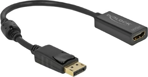 Adapter DisplayPort në HDMI DeLOCK 0.2m i zi, 4K