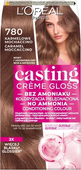 Ngjyrë për flokë L'Oreal Paris Casting Creme Gloss 780 Caramel Mochaccino për femra, 1 copë