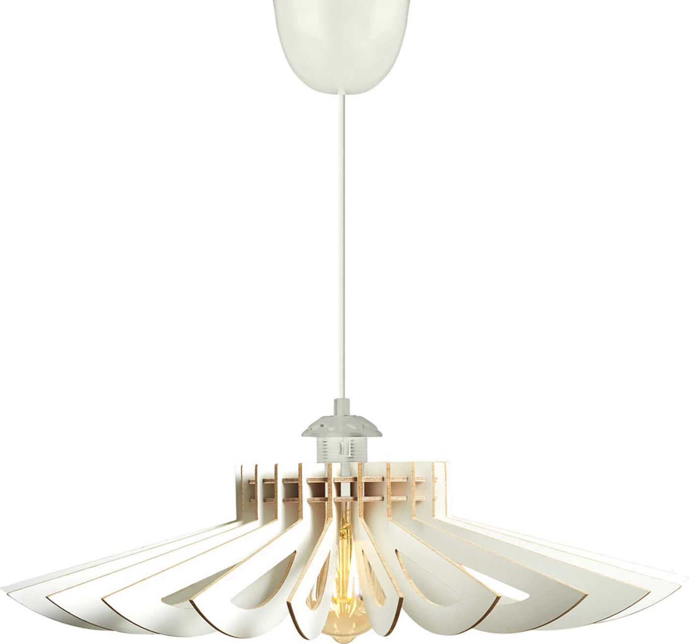 Llambë tavani prej druri e varur, ngjyrë e bardhë, FH7348.02, Φ68x50Υ cm