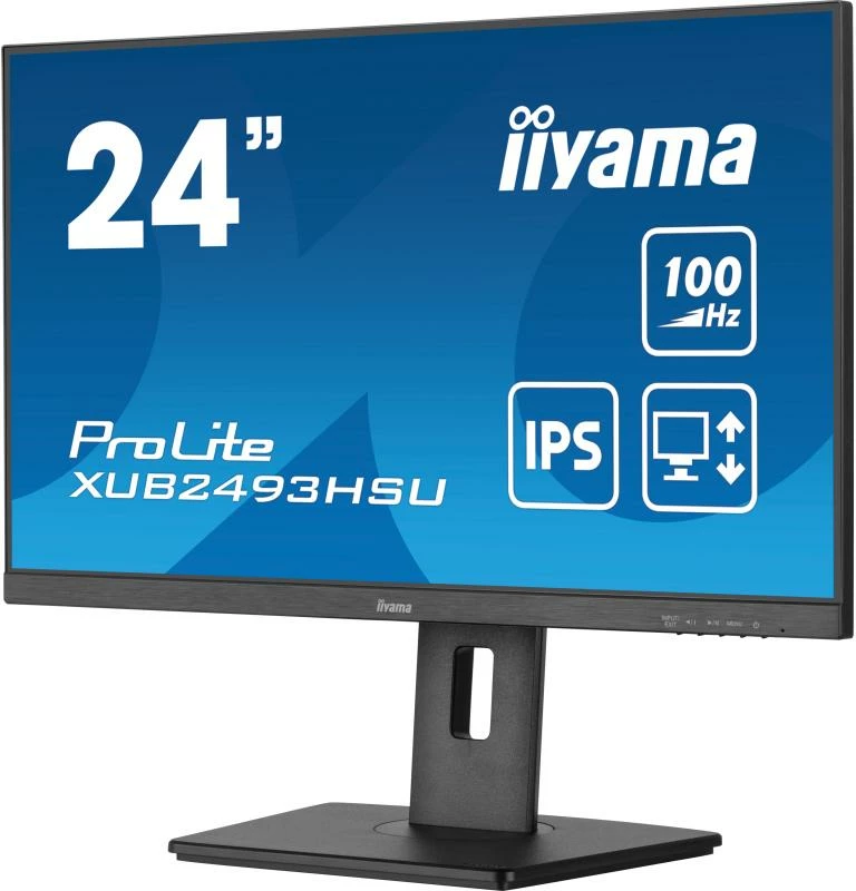 monitor, iiyama, ProLite XUB2493HSU-B7, 24" IPS 100Hz, AdaptiveSync, HDMI/DisplayPort USB hub, e zezë