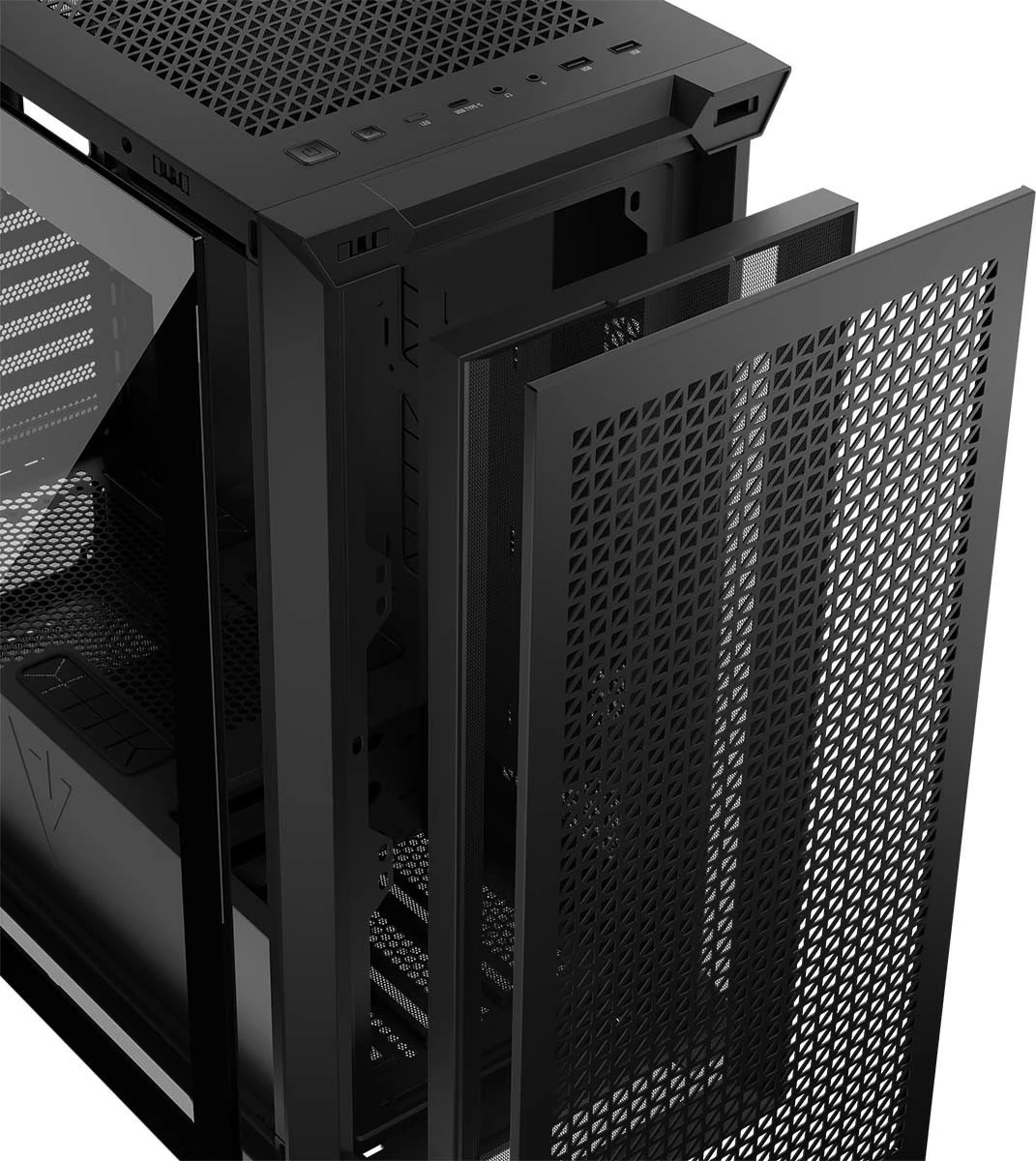 Kasë MODECOM Volcano Expanse T Apex ARGB Midi Tower, xham i temperuar, 4x140mm ARGB, ATX/mATX/ITX, USB-C, e zezë