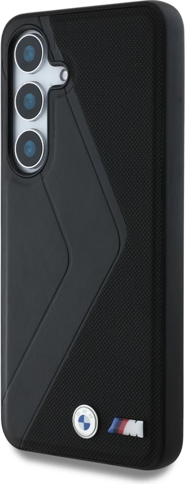 Mbështjellës BMW Leather Oversized Stripes MagSafe për Samsung Galaxy S25, i zi