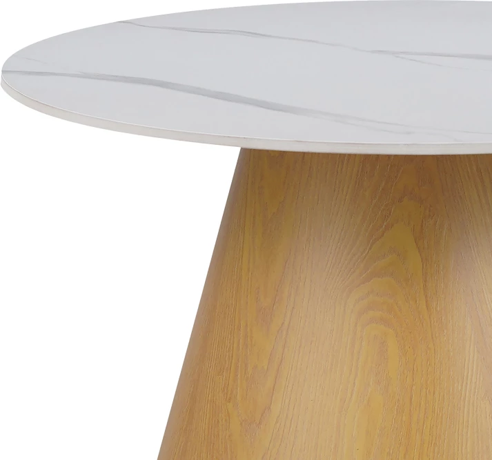 Tavolinë kafeje Soleire, gur i sinterizuar, ngjyrë mermeri e bardhë, D70x40cm