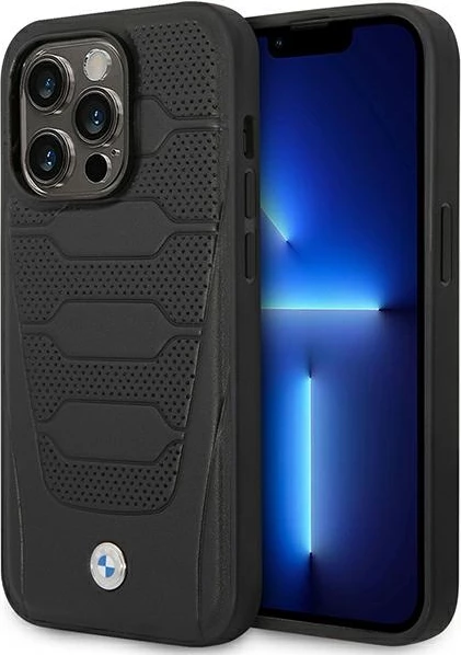 Mbështjellës BMW BMHMP14X22RPSK për iPhone 14 Pro Max 6.7", Leather Seats Pattern, MagSafe, zi