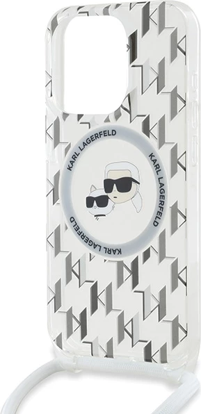 Mbështjellës Karl Lagerfeld IML Crossbody Monogram Karl & Choupette Head MagSafe për iPhone 15 Pro, Transparent