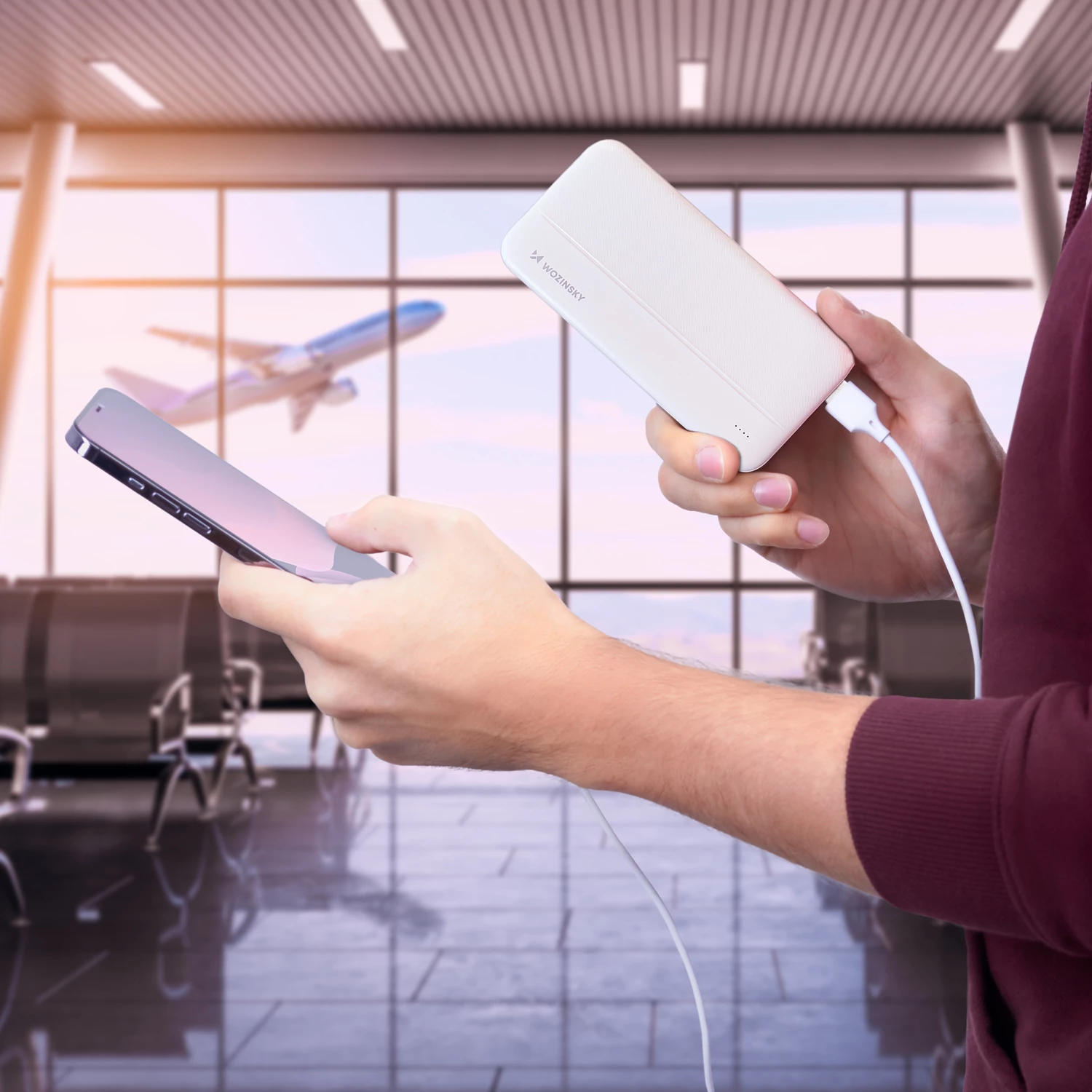 Powerbank Wozinsky WPBWE1, 10000mAh, 2x USB, Bardhë