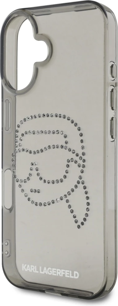 Mbështjellës Karl Lagerfeld IML Rhinestones Karl Head për iPhone 16, i zi