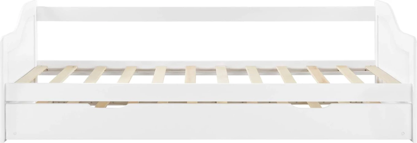 Krevat divan TRADDY, dru pishe, ngjyrë e bardhë, për dyshekë 190x90cm, me shtrat tërheqës