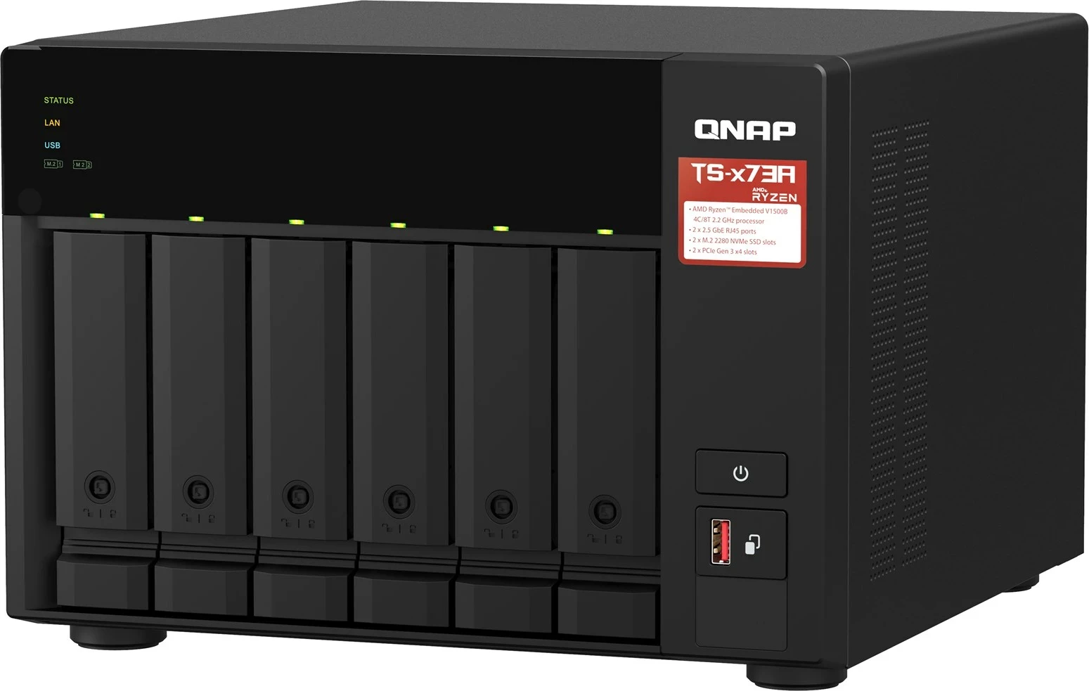 NAS QNAP TS-673A, Ryzen Embedded V1500B, 8 GB DDR4, 0 TB, E zezë