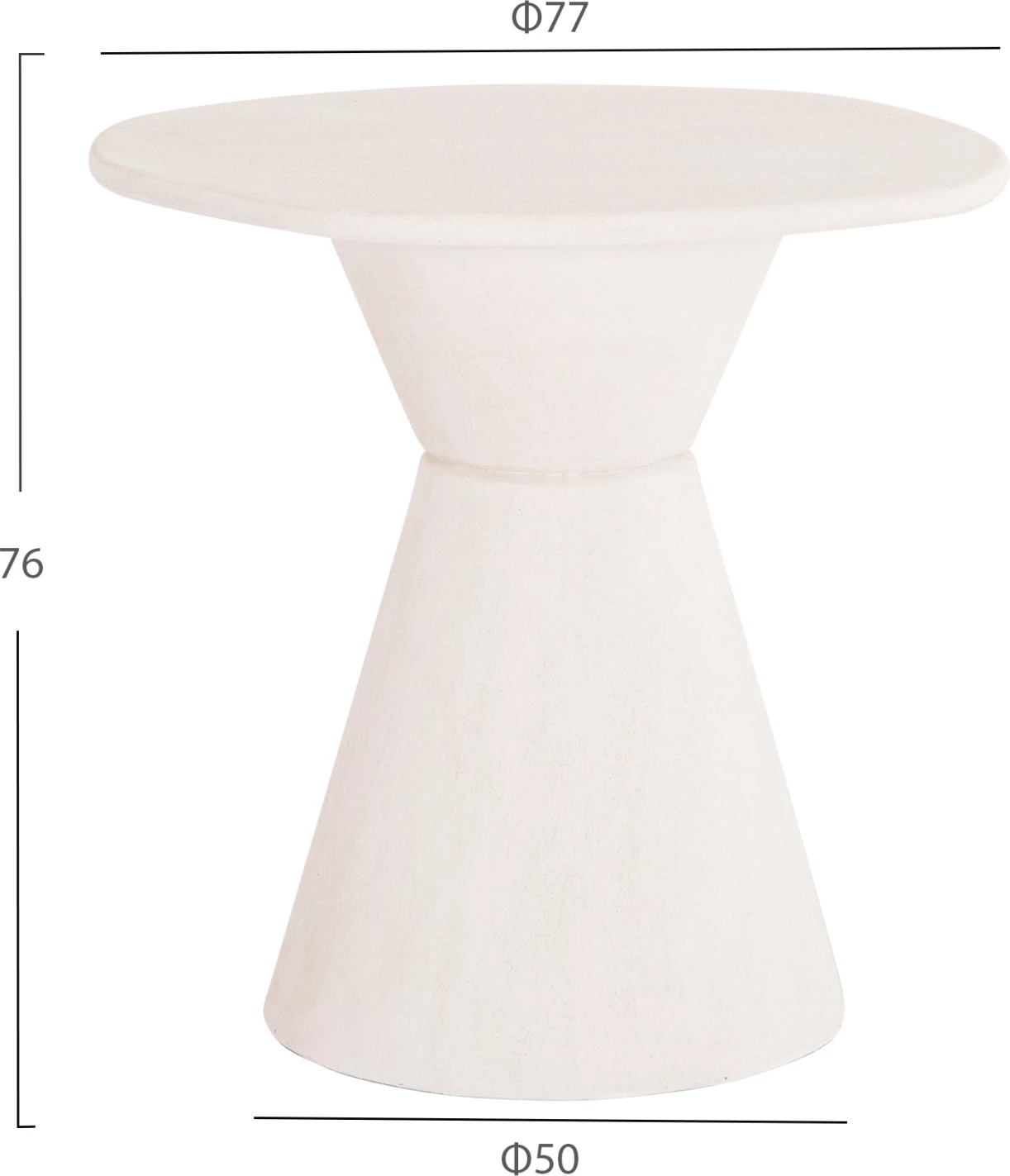 Tavolinë e rrumbullakët për ngrënie, seri SANTORINI, MDF, ngjyrë off-white, Φ77x76H cm.