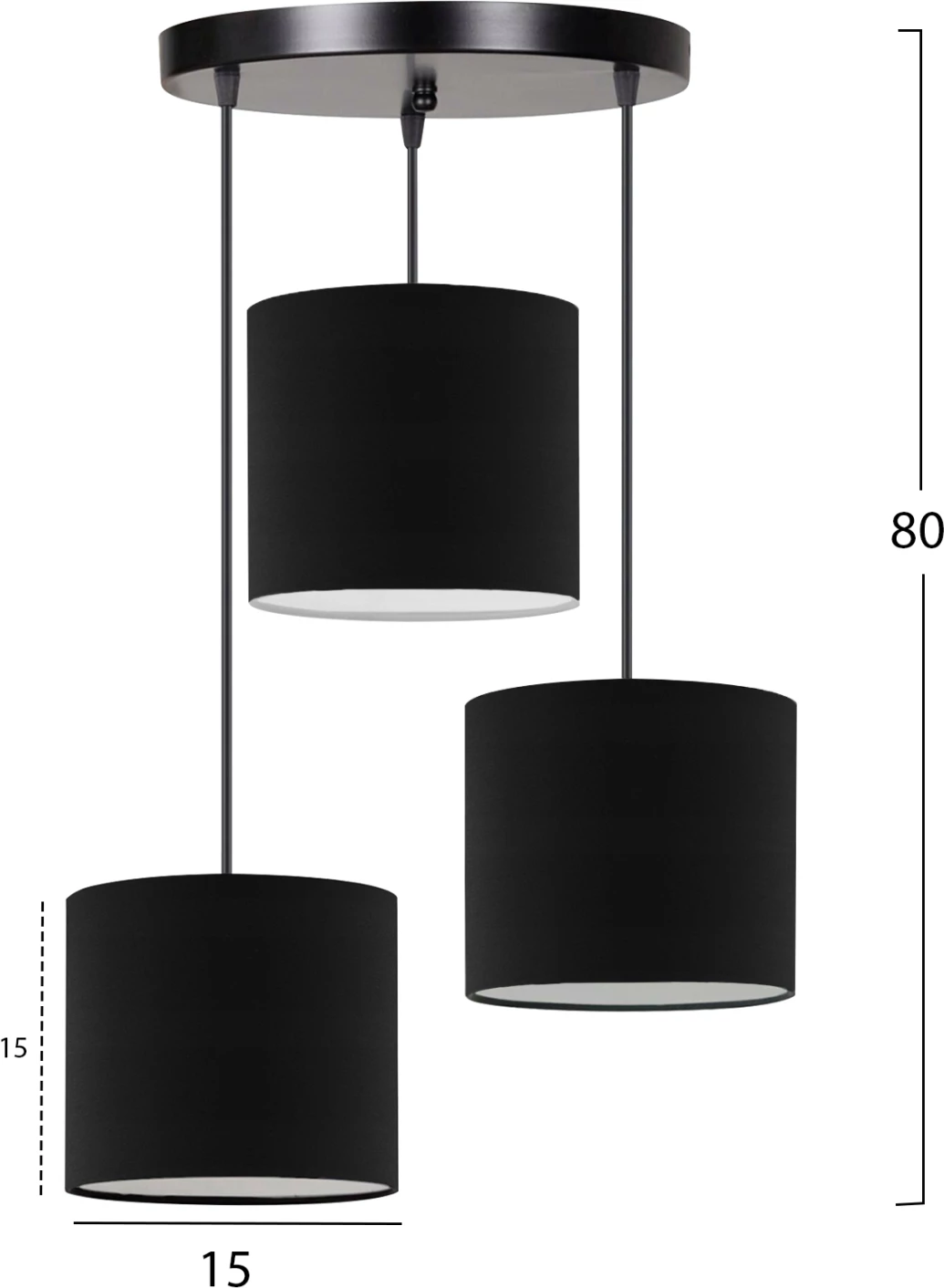 Llambë tavani me 3 'drums' FH7622.02, ngjyrë e zezë