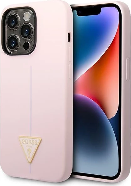 Mbështjellës Guess Silicone Triangle për iPhone 14 Pro 6.1", vjollcë