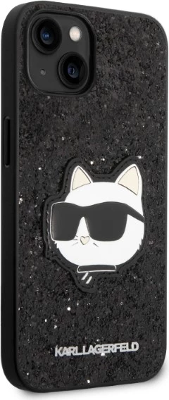Mbështjellës Karl Lagerfeld Glitter Choupette për iPhone 14 Plus 6.7", i zi, hardcase