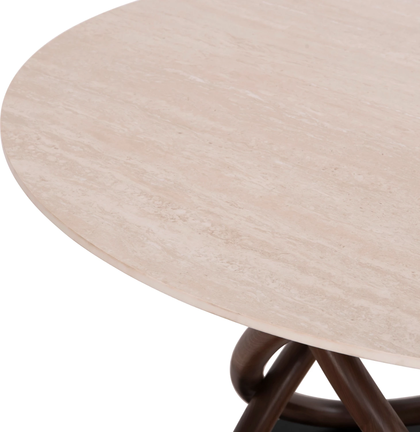 Tavolinë e rrumbullakët ngrënieje ORBITER, sipërfaqe qeramike, këmbë ngjyrë arre, F120x78H cm