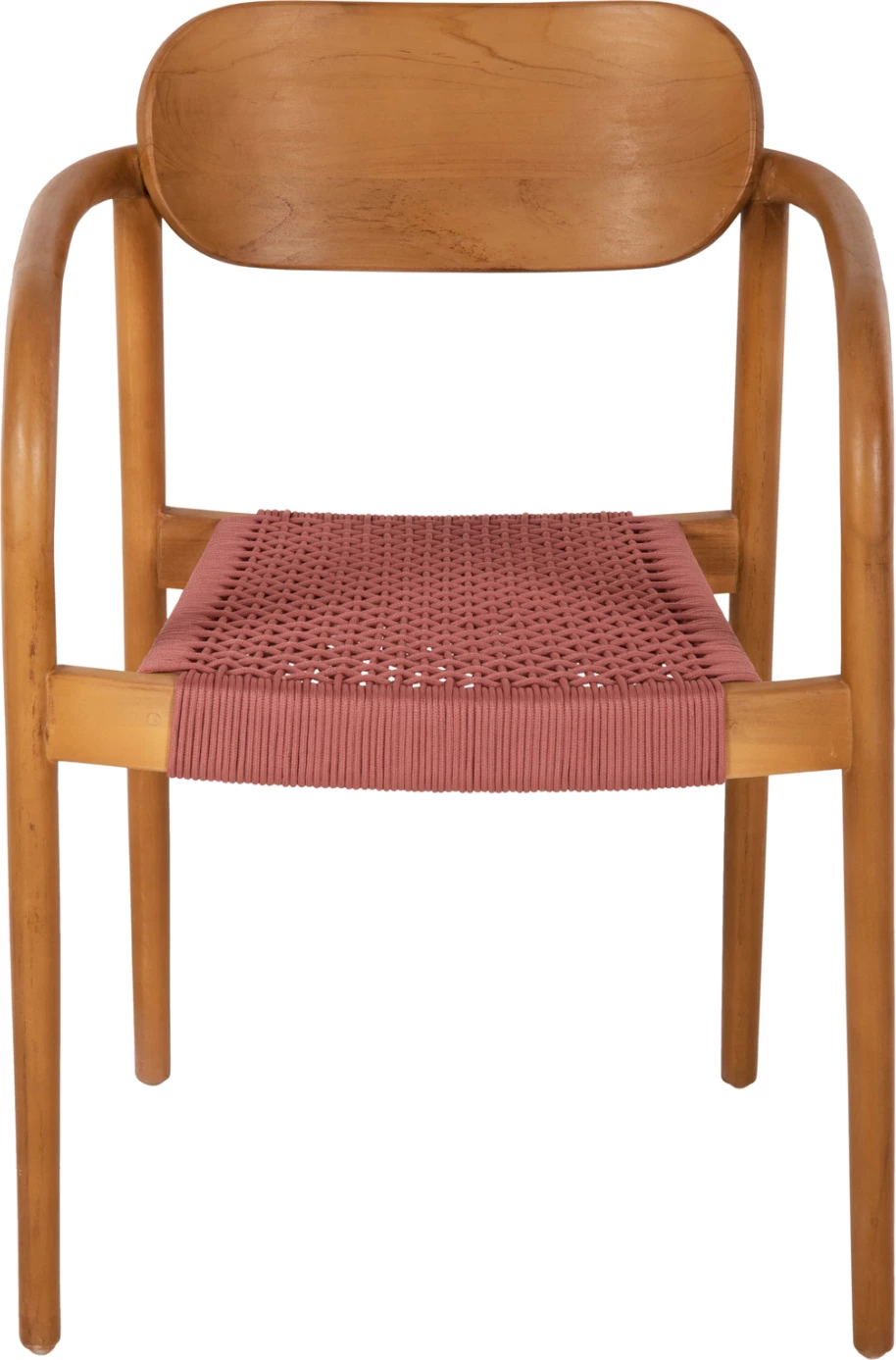 Karrige me krahë OSLO FH9636.06 dru tik natyral dhe litar rozë 55x54x80H cm