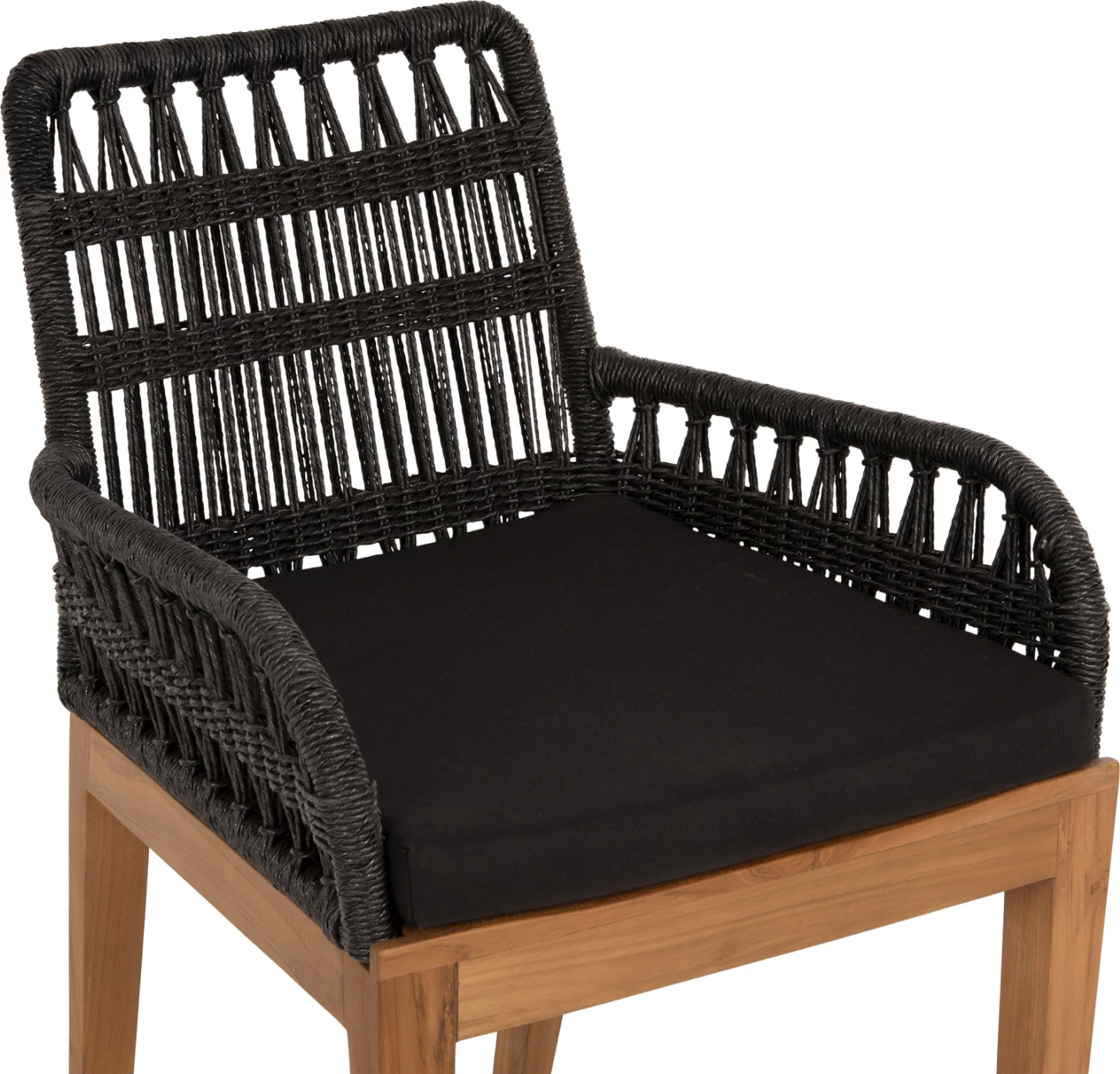 Karrige me krahë Stardom, dru teak, ngjyrë mjaltë, litar i zi, FH9760.03, 57x65x83cm