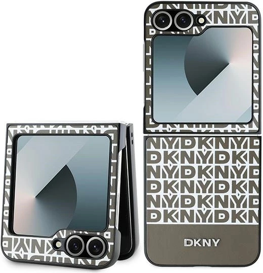 Mbështjellës DKNY Repeat Pattern Bottom Stripe për Samsung Galaxy Z Flip 6, Kafe