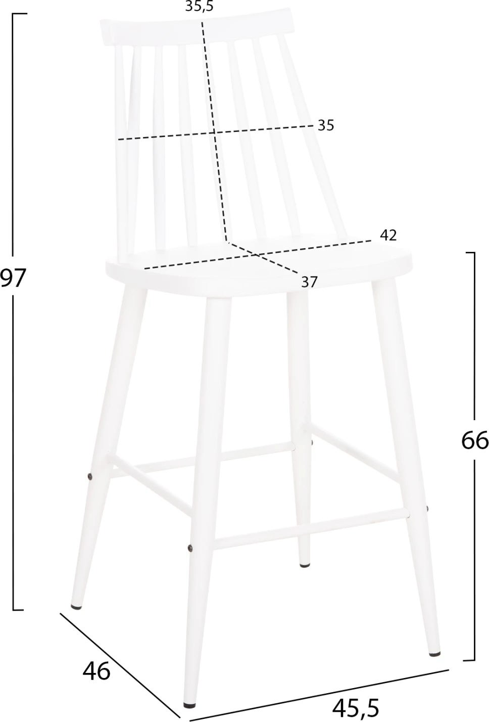 Karrige për bar mesatare Vanessa FH9300.11 polipropilenë & metal-bardhë 45,5x46x97Hcm., set prej 2 copë