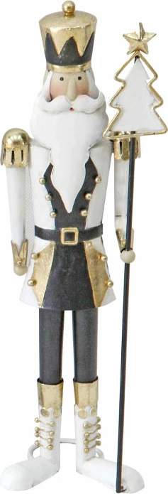 Dekoratë Krishtlindjesh KLAUS, ushtar prej metali, e bardhë-gri, 12x10x36 cm