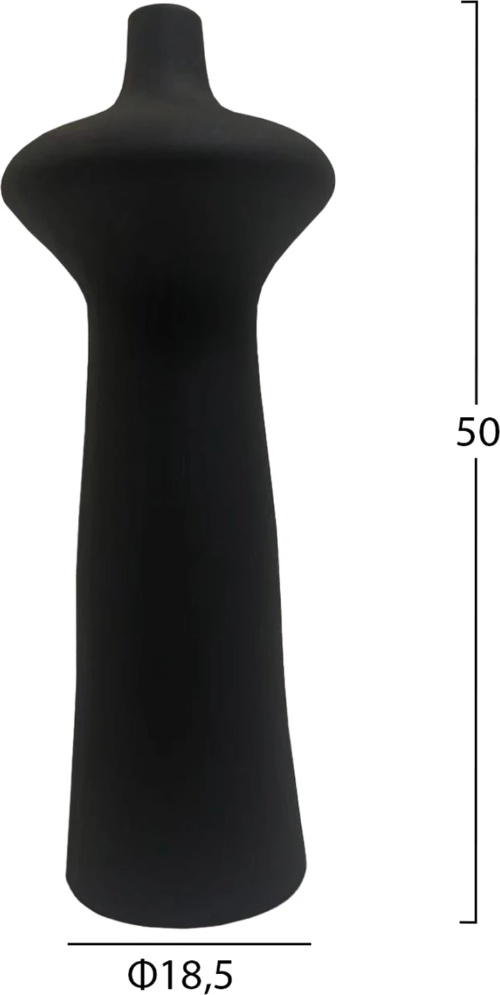 Dekor tavoline prej qeramike, ngjyrë e zezë matte, FH4636.02, Φ18,8x50H cm