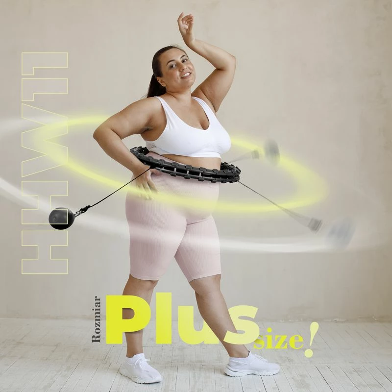 Set hula hop me peshë dhe rrip beli HMS HHW11 BR163, të zeza, plus size