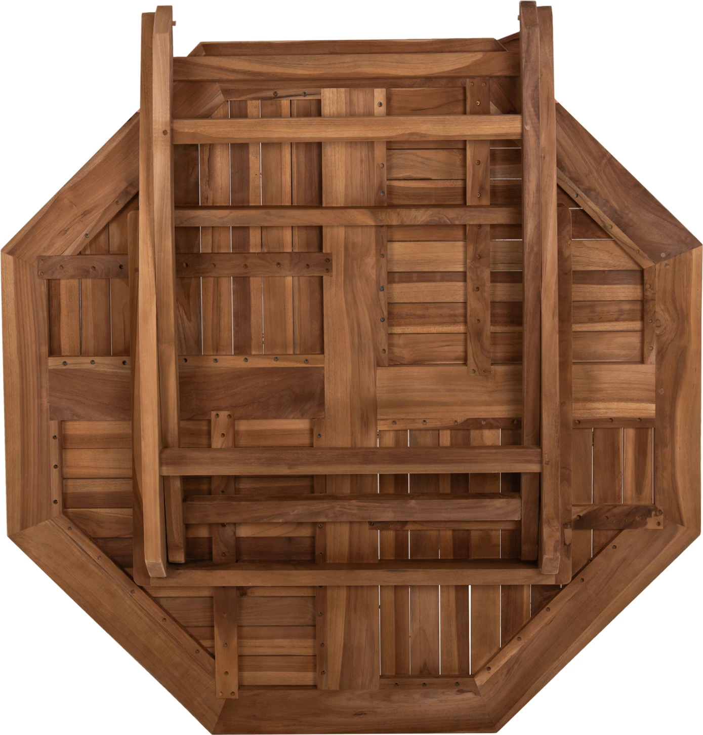 Tavolinë polygonale për jashtë KENDALL FH9545 e palosshme, ngjyrë natyrale, 120x120x75H cm