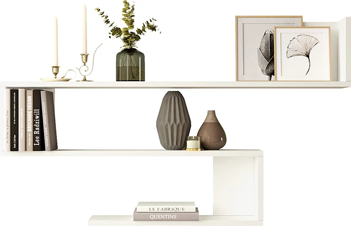 Raft muri Belinda, ngjyrë e bardhë, 120x14.5x71.4cm