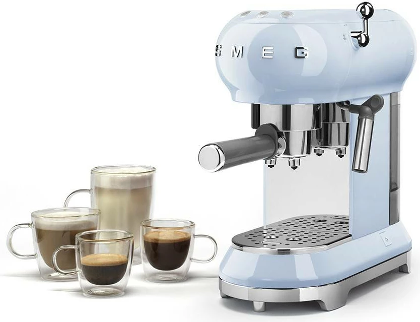 Aparat espresso Smeg ECF01PBEU, 1.1 L, 15 bar, manual, Thermoblock, blu pastel