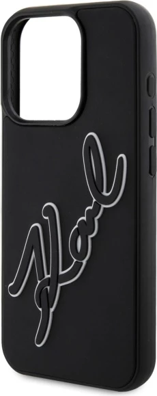 Mbështjellës Karl Lagerfeld 3D Rubber Signature për iPhone 15 Pro, i zi