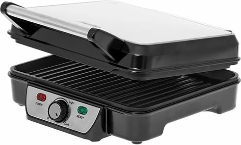 Grill kontakt elektrik MESKO MS3050, 2500 W, pllaka 28×23 cm, me spatul, argjend/zezë