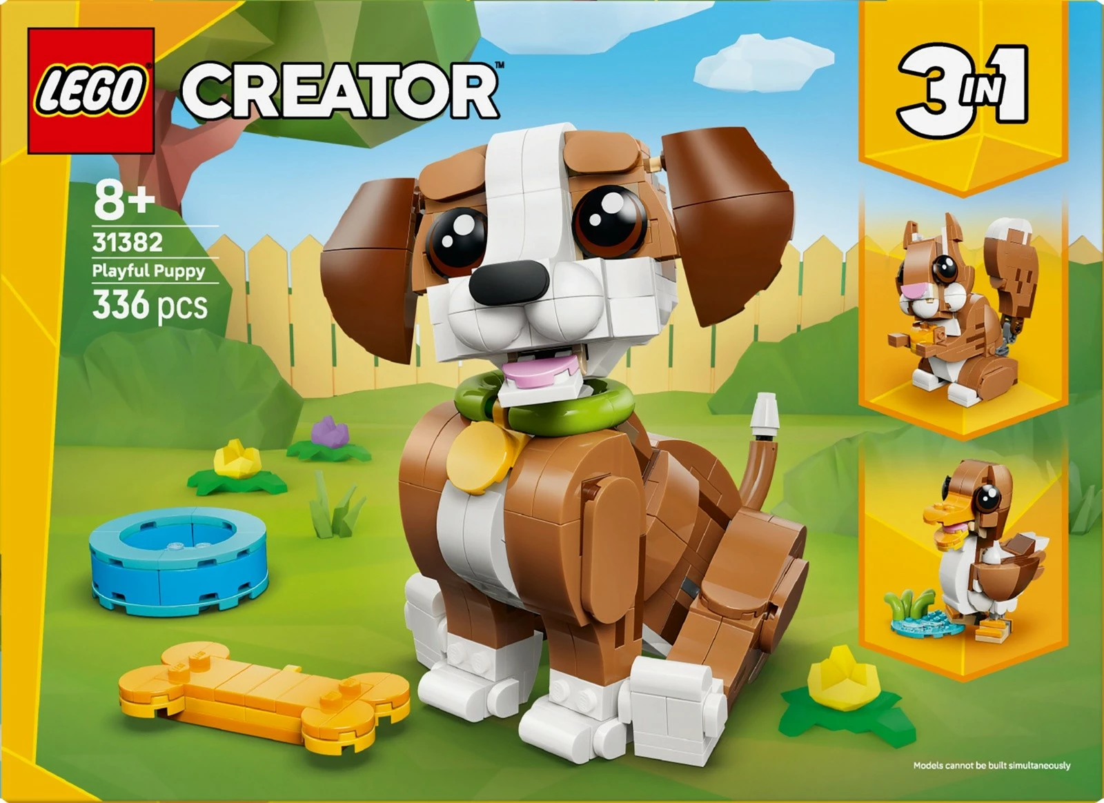 Set ndërtimi, LEGO, 31382 Creator Cute Animals Playful Puppy, 3‑in‑1, 336 pjesë, 8+