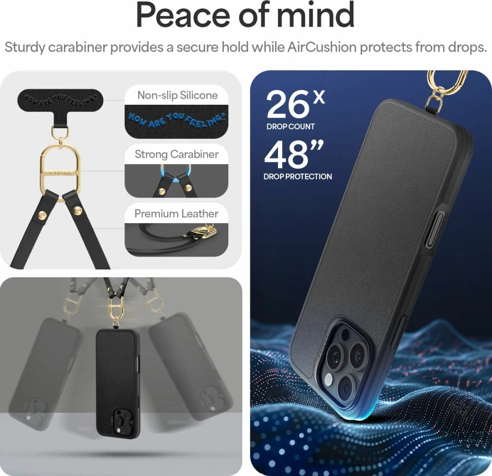 Mbështjellës Spigen Cyrill Classic Charm MagSafe për iPhone 16 Pro, i zi, me rrip