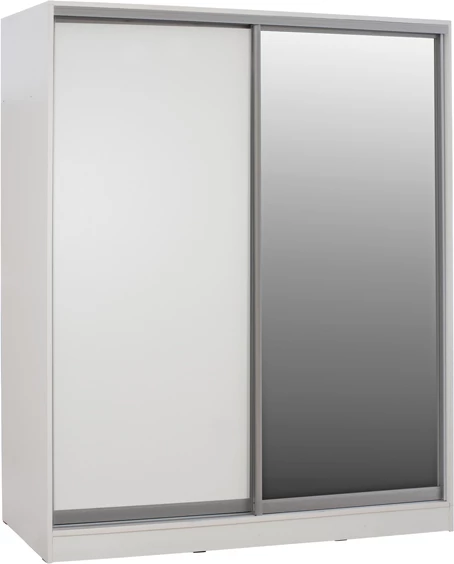 Dollap melamine i bardhë me pasqyrë, FH2437.03, 180x60x210 cm