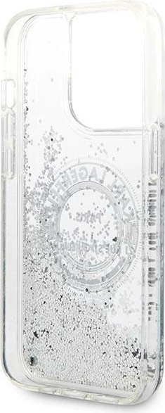 Mbështjellës Karl Lagerfeld Liquid Glitter RSG për iPhone 14 Pro Max 6.7", argjendtë