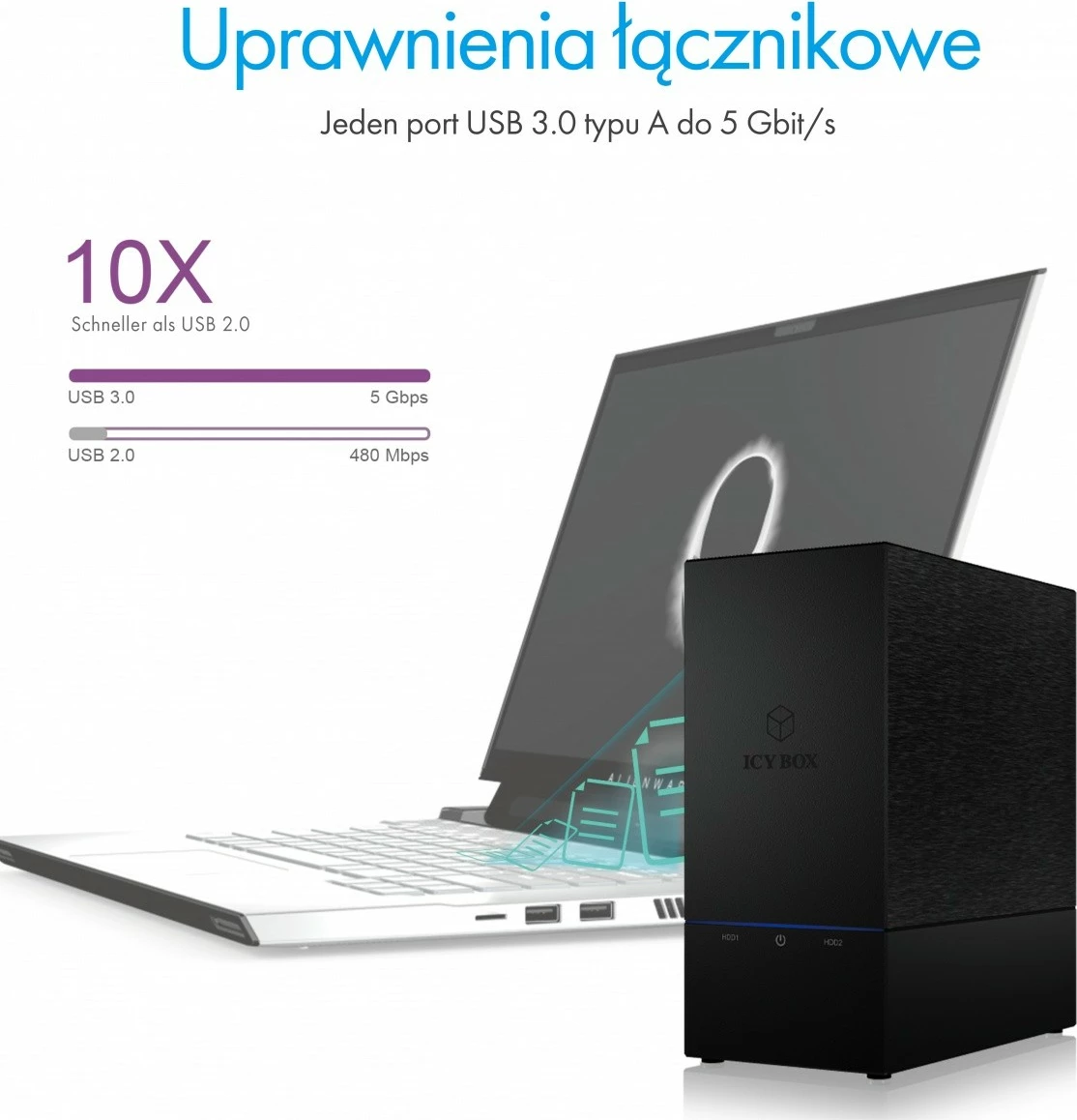 Kasë IcyBox IB-RD3621U3 për 2x3.5" HDD/SSD, RAID, USB 3.0, e zezë