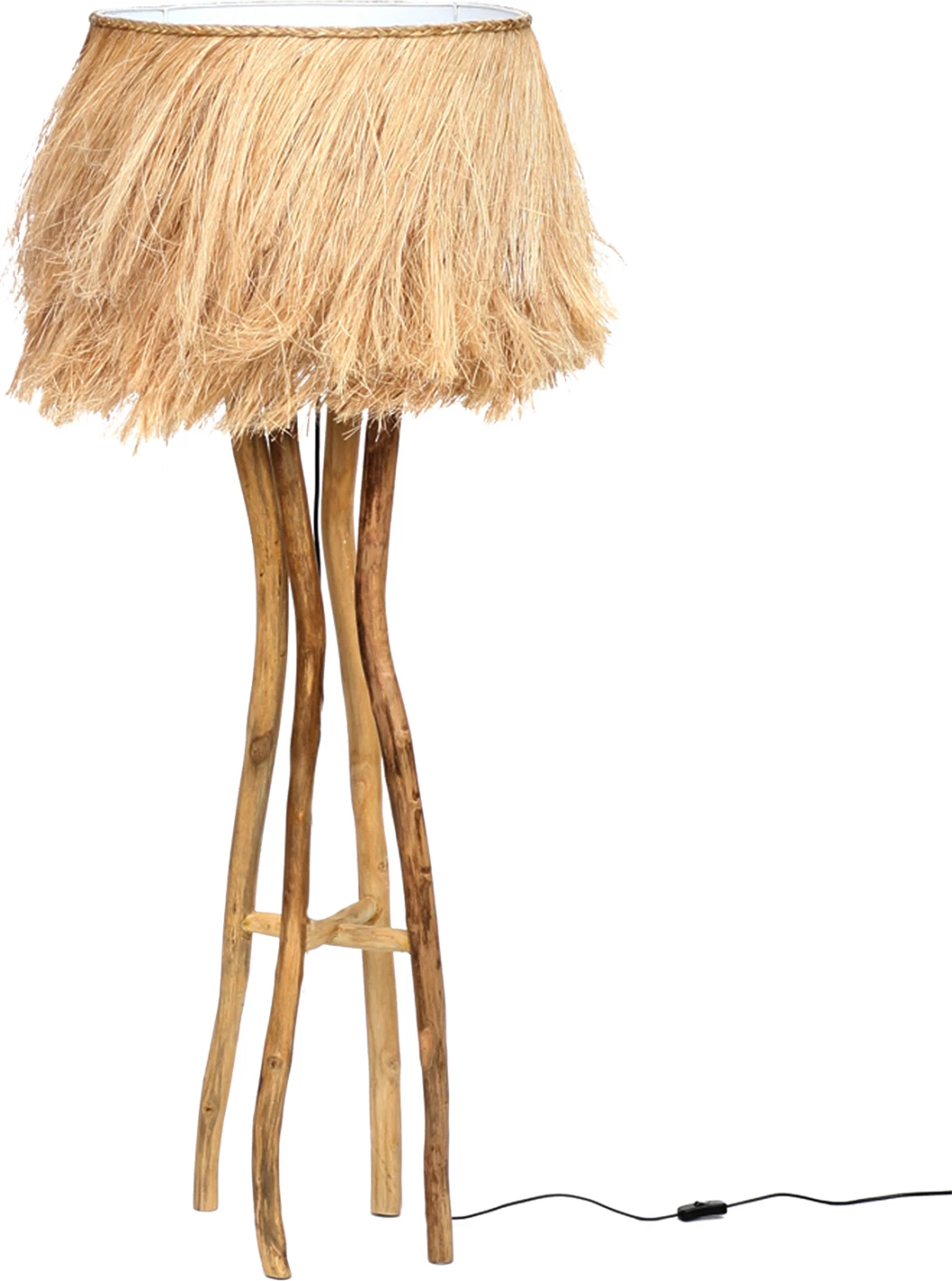 Llambë dyshemeje, dru tik dhe fibra abaka, ngjyrë natyrale, 50x50x160Hcm, FH7758