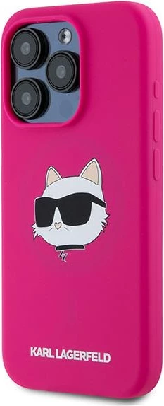 Mbështjellës Karl Lagerfeld Silicone Choupette Head MagSafe për iPhone 15 Pro, Rozë