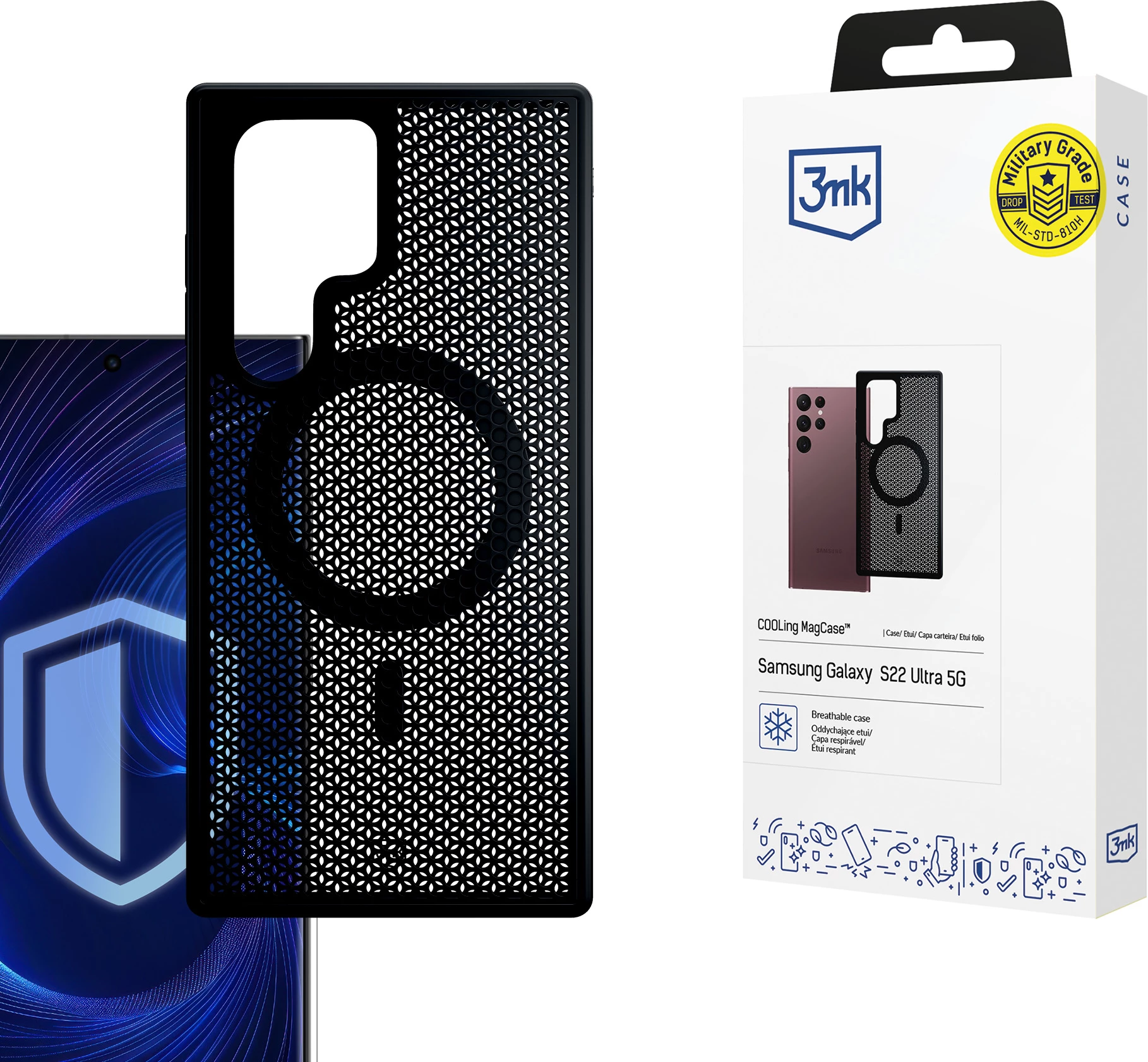 Mbështjellës 3mk COOLing MagCase për Samsung Galaxy S22 Ultra 5G, i zi